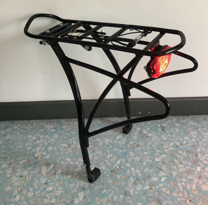 PORTAPACCHI POSTERIORE  BICI BIKE MTB 24 - 26 - 28 LUSSO Alluminio Con Fanalino